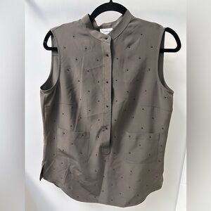 $587 Akris Punto Silk Studded “Gemstone” Gray Tank Blouse Size US 8